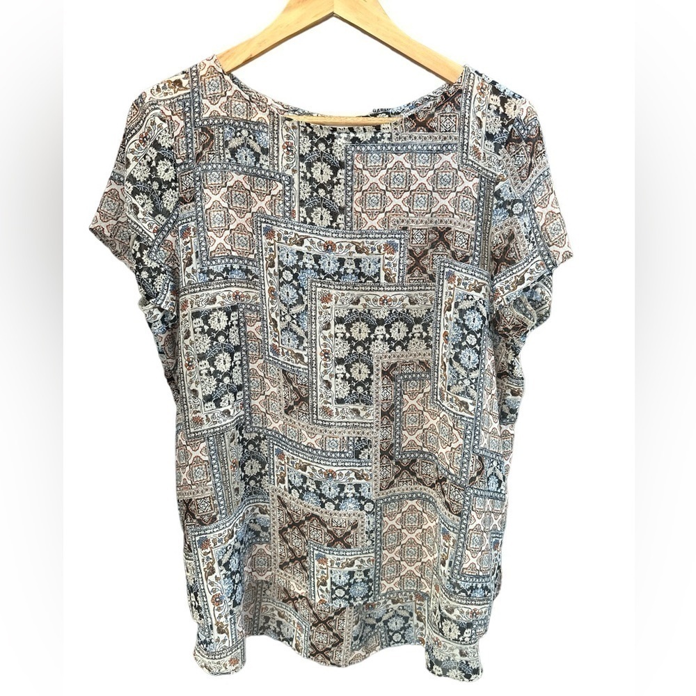 J. Jill Geometric Sheer Blouse Size: LP